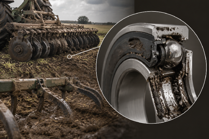 Guasto della guarnizione dei cuscinetti e contaminazione da polvere in applicazioni agricole gravi
